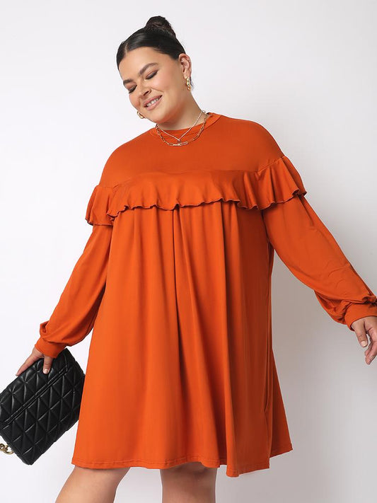 Ruffles Loose Round Neck Dress