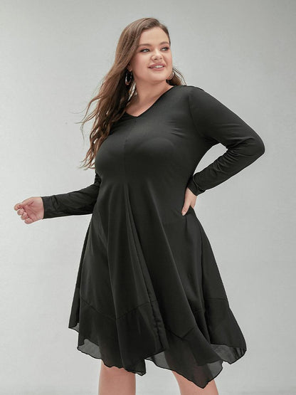 Irregular Hem Long Sleeve Dress