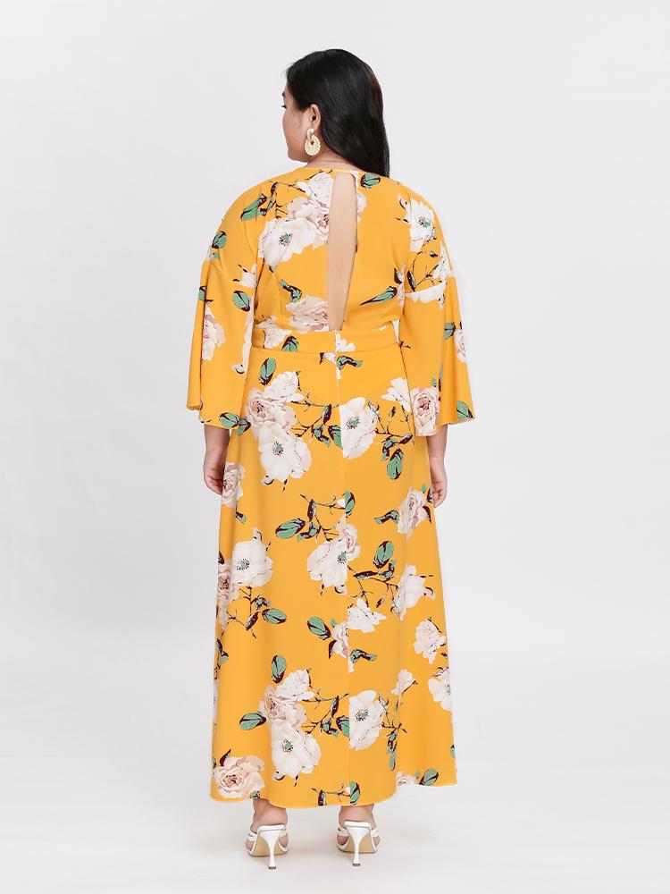 Floral Plunge Neck Dress