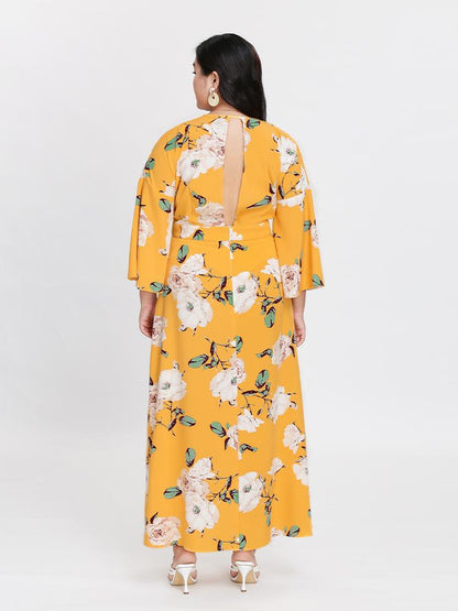 Floral Plunge Neck Dress