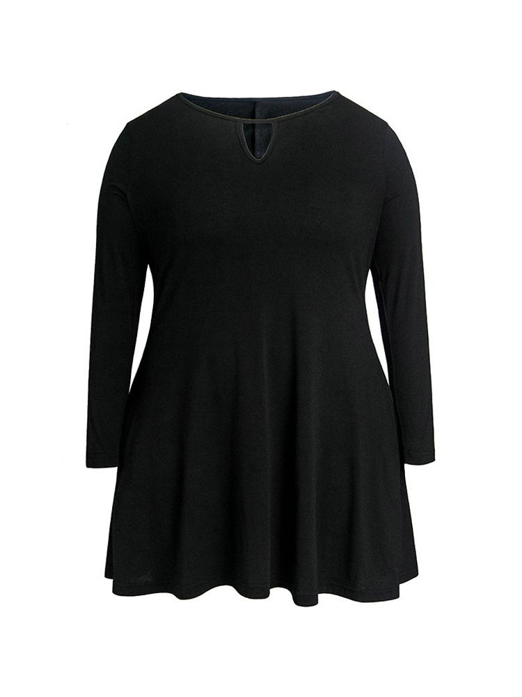 V-neck Solid Color Dress