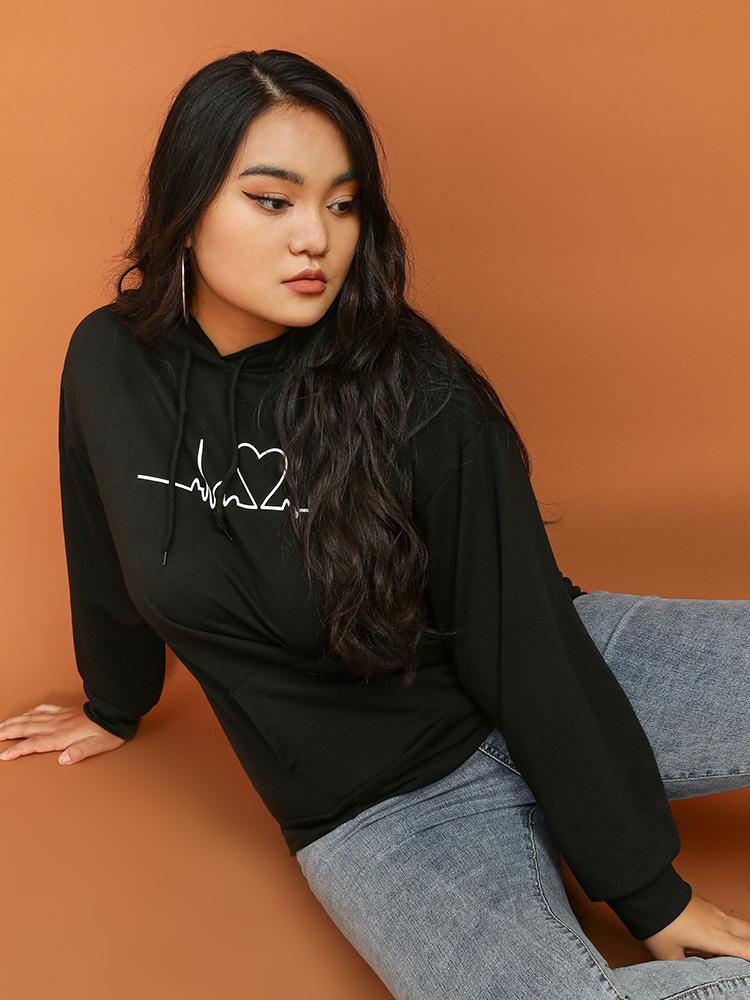 Cardiogram Love Print Hoodie