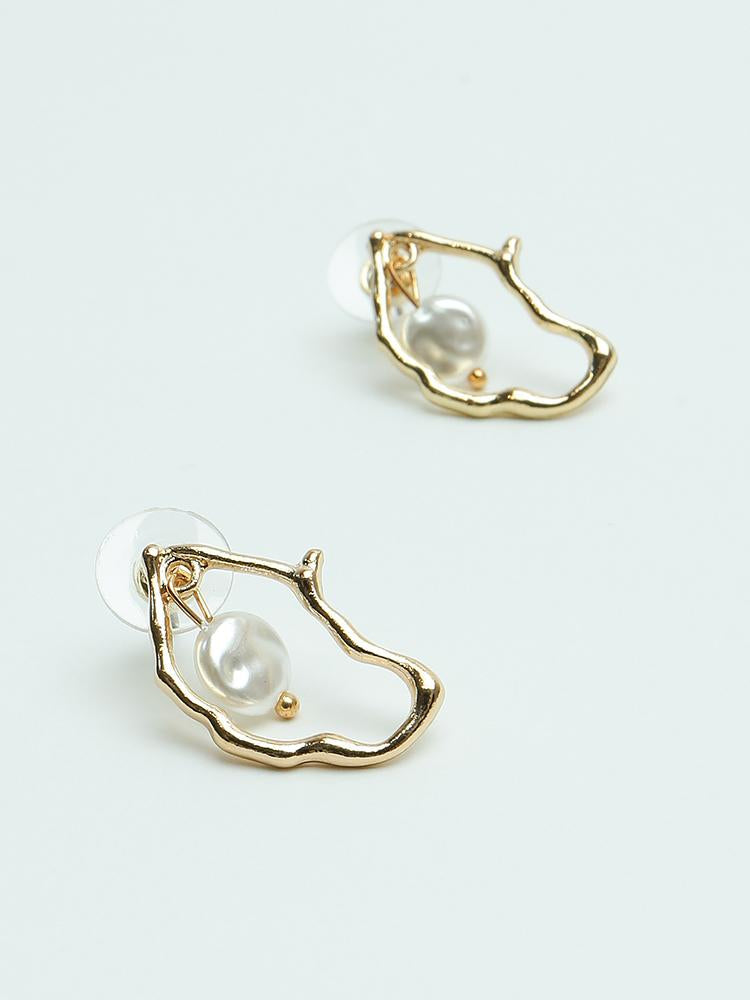 Baroque Geometric Pearl Earrings