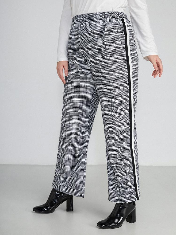 Check Stripe Print Pants