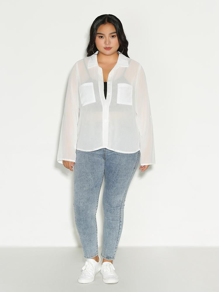 Pocket See Through Blouse