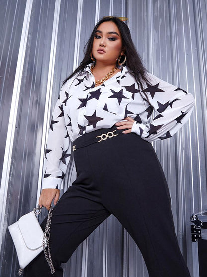 Star Print Pocket Blouse