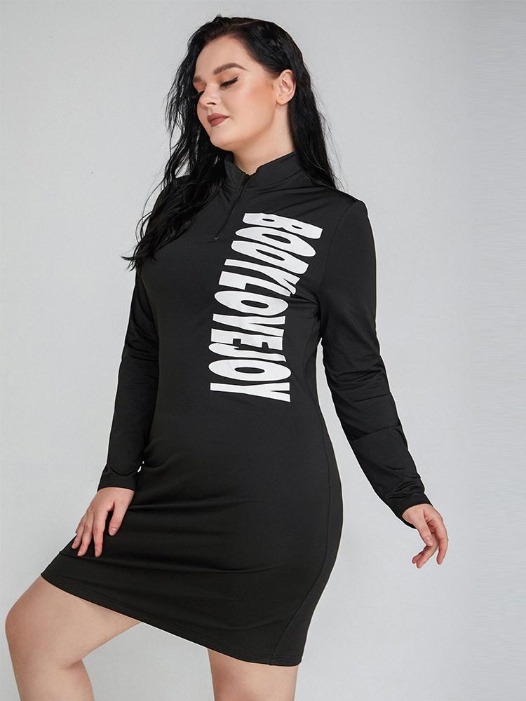 Letter Printed Zipper Dress