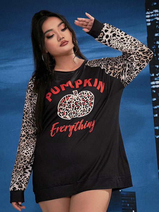 Pumpkin Everything Leopard Sleeve T-Shirt