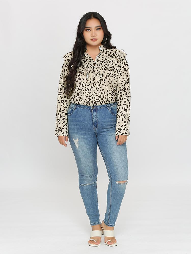 Leopard Ruffle Blouse