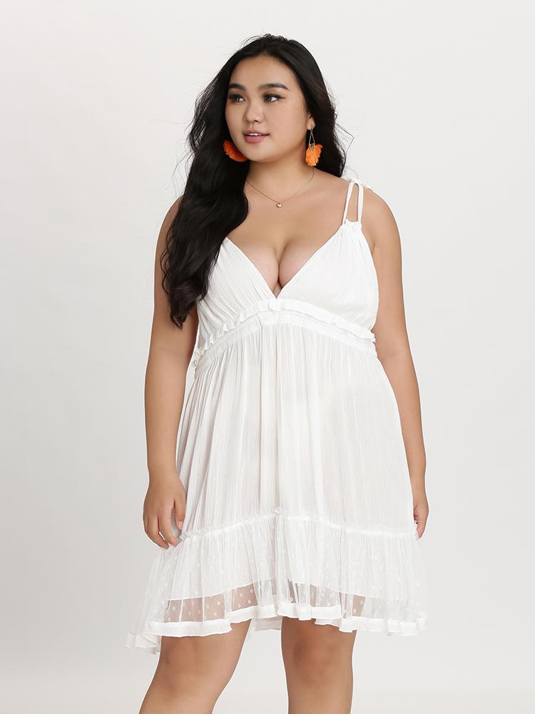 Mesh Tie Ruffle Dress