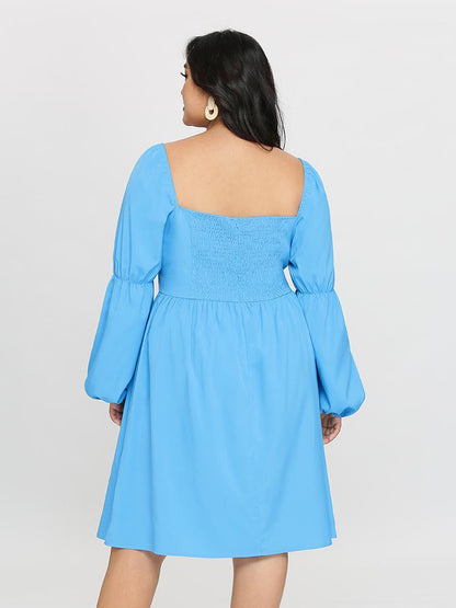 Puff Sleeves Pleated Dress
