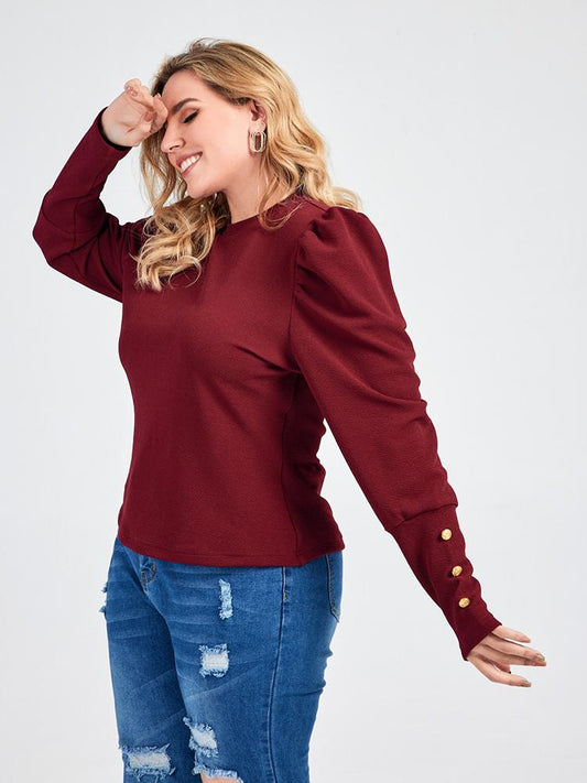 Puff Sleeve Solid T-shirts