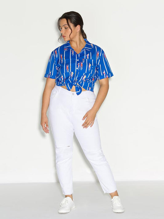 Swim Print Button Blouse