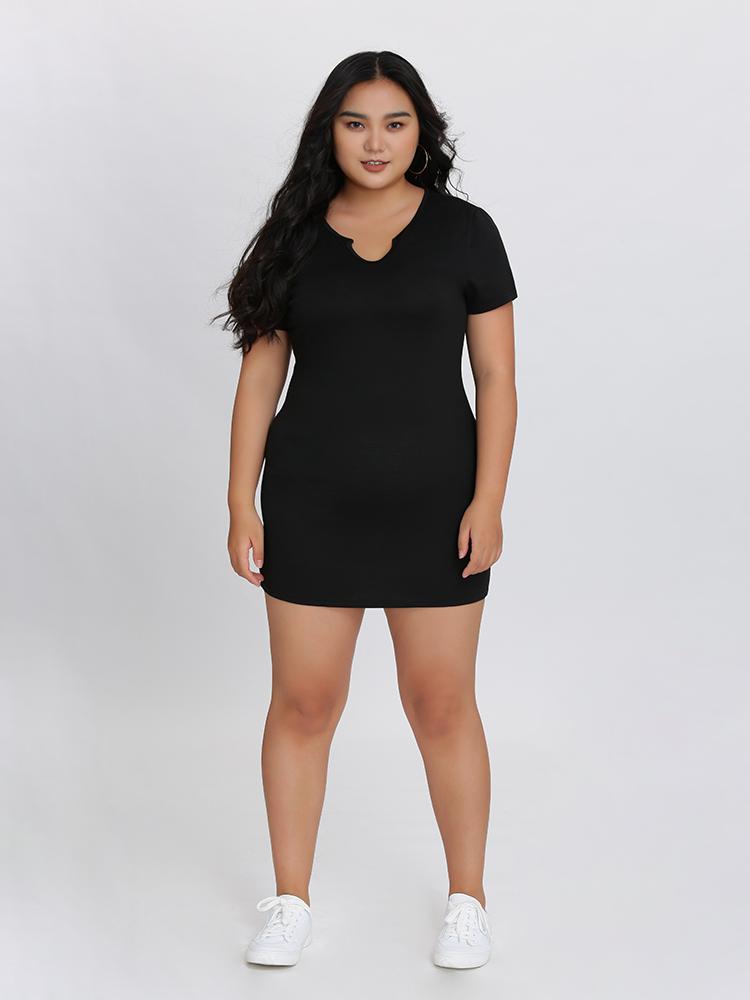 Split Neck Bodycon Dress