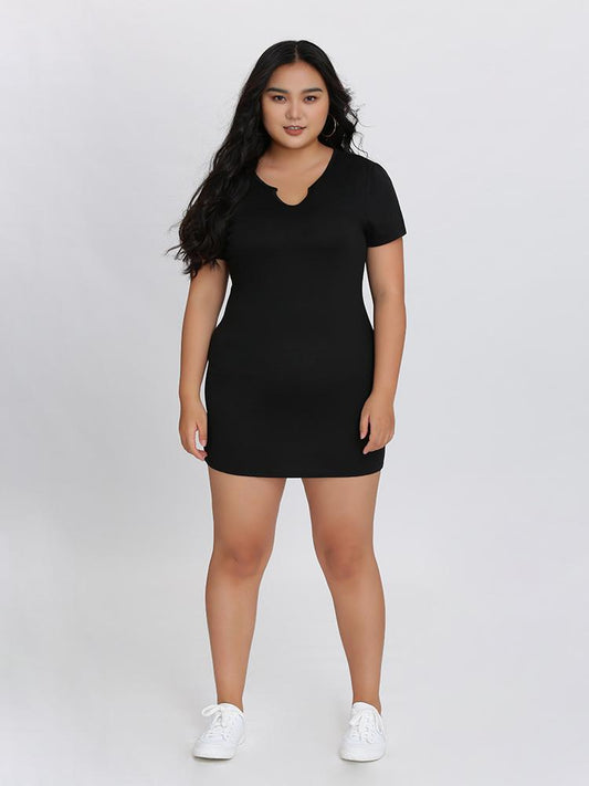 Split Neck Bodycon Dress