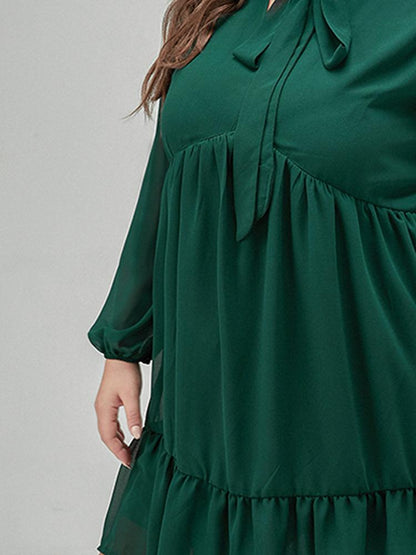 Knotted Neckline Ruffle Dress