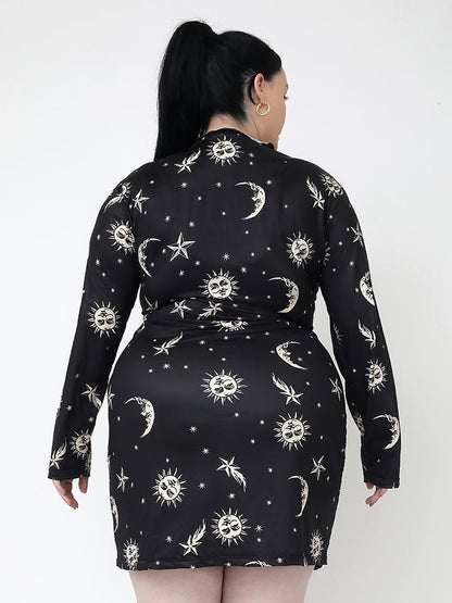 Star Sun Print Bodycon Dress