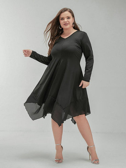Irregular Hem Long Sleeve Dress