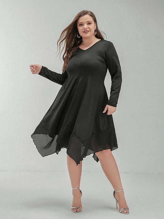 Irregular Hem Long Sleeve Dress