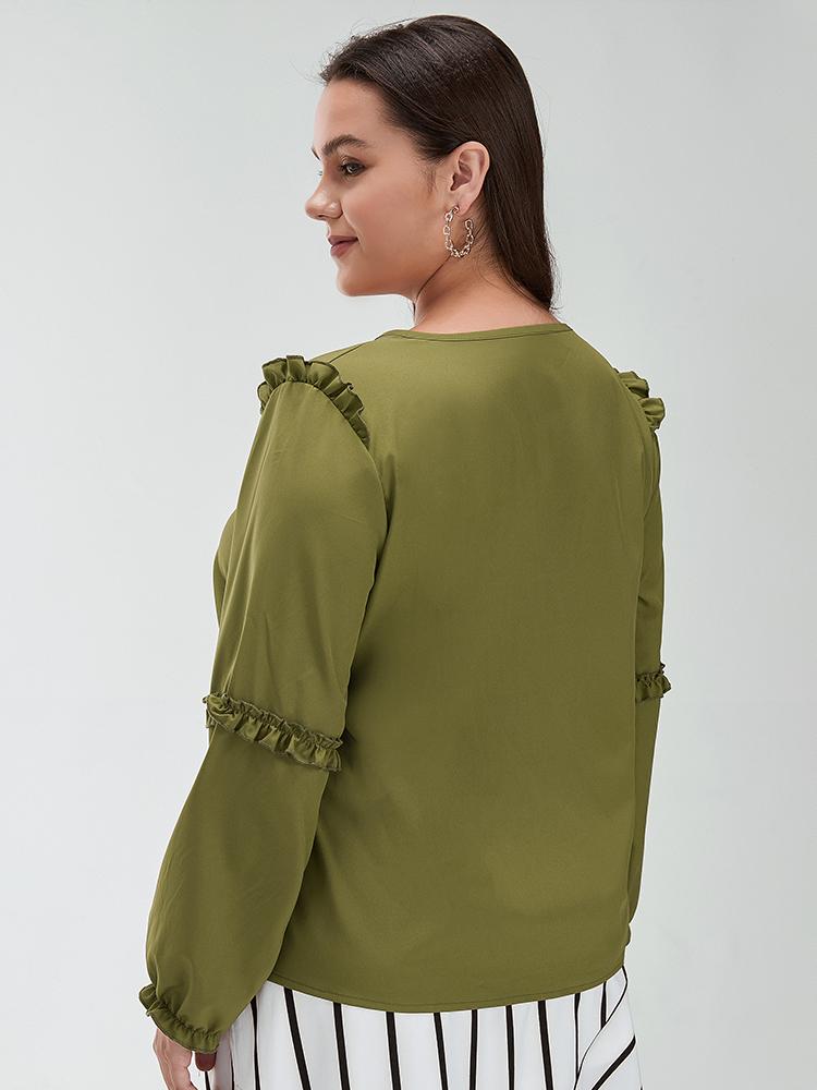 Ruffle Sleeve V-neck Blouse