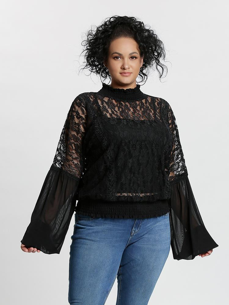 Lace Balloon Sleeve Top