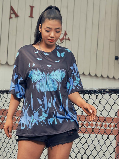 Butterflies Printed Tie Dye T-shirt