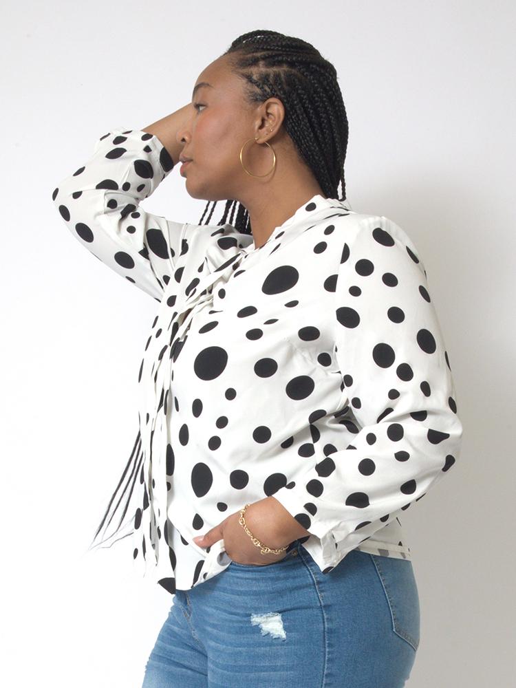 Polka Dot Knotted Blouse