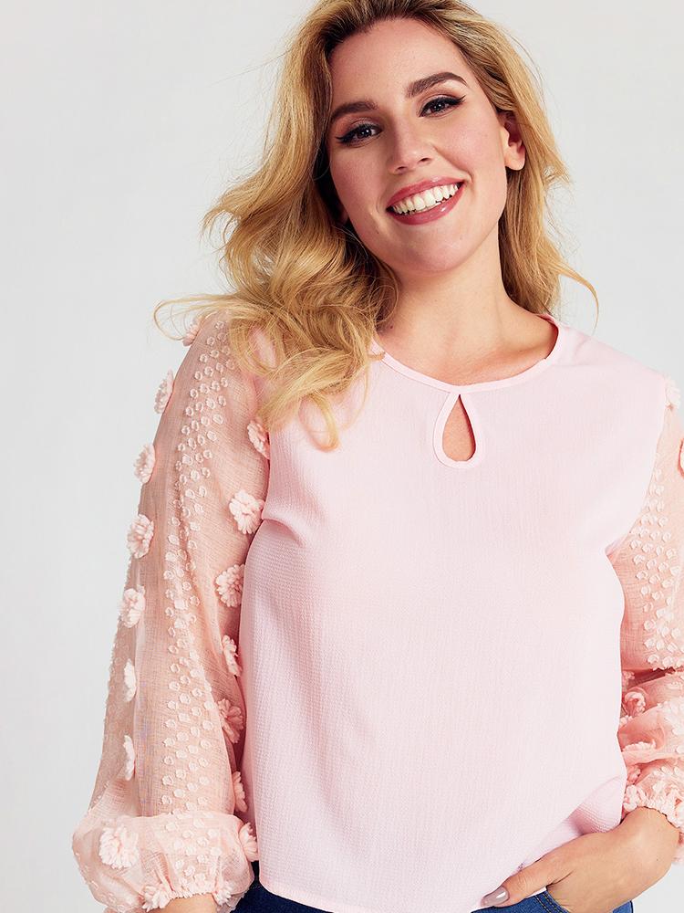 Cut Out Contrast Lace Blouse