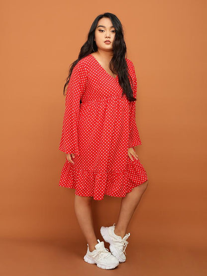 Ruffled Hem Polka Dot Dress