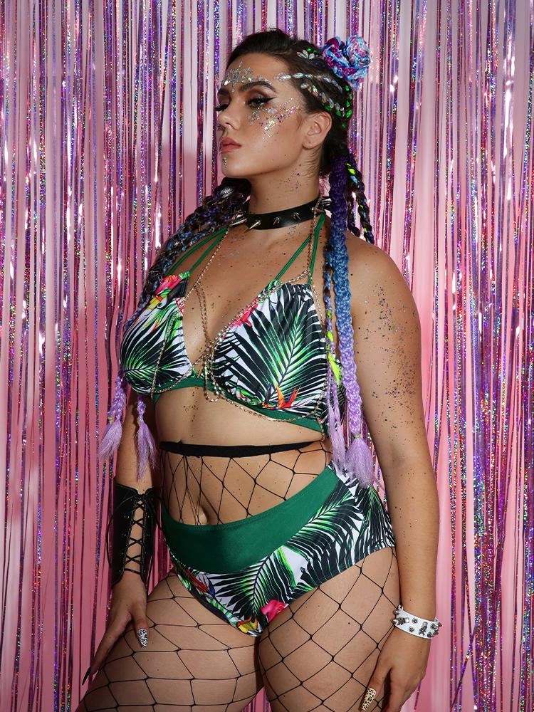 Leaf Backless Knotted Tankini