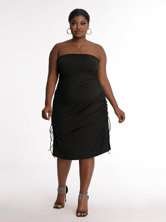 Ruched Split Tube Dress