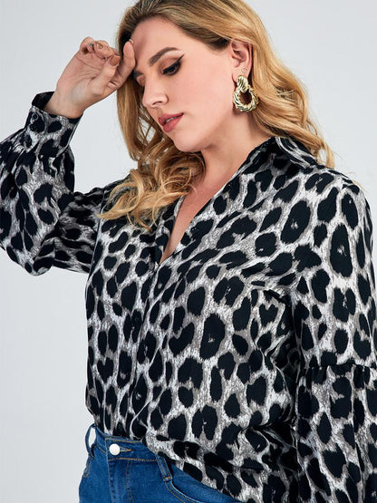 Leopard Lapel Blouse