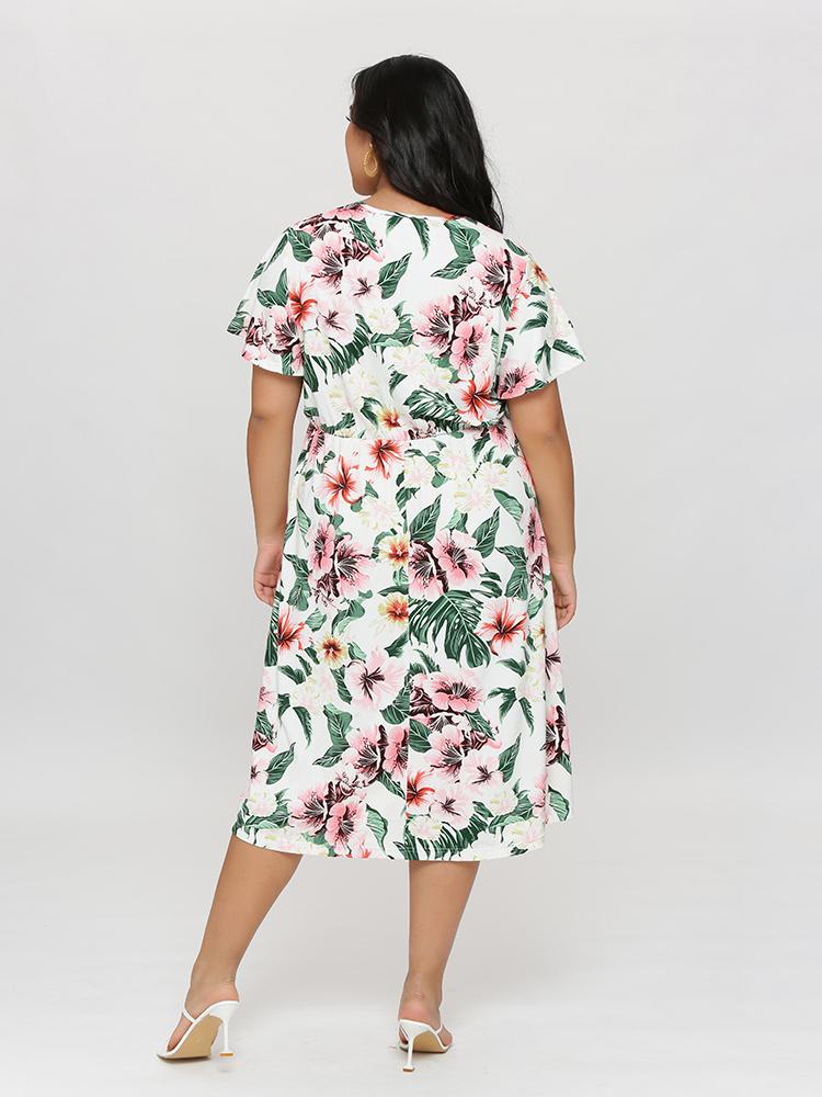 Knoted Neck Floral Dress
