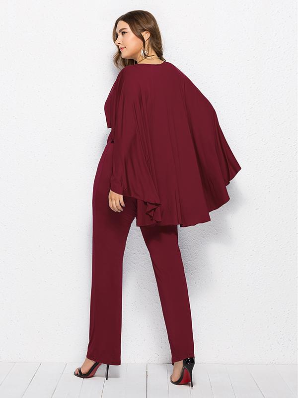 Bat Sleeve V-neck Solid Jumpsuit