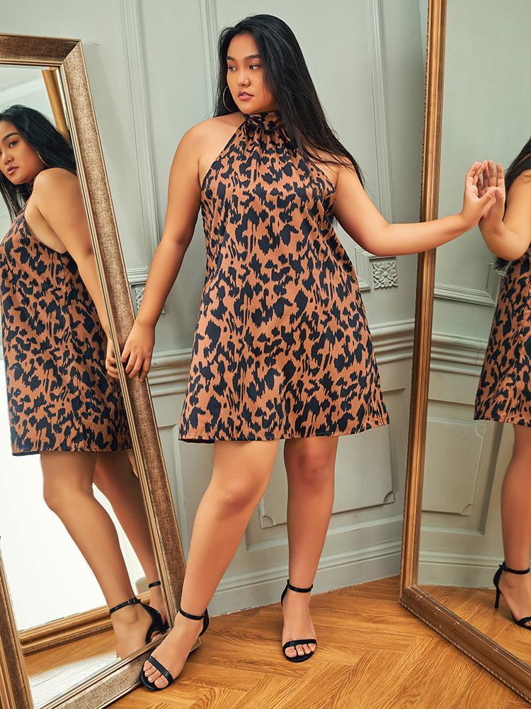 Leopard Knotted Halter Dress
