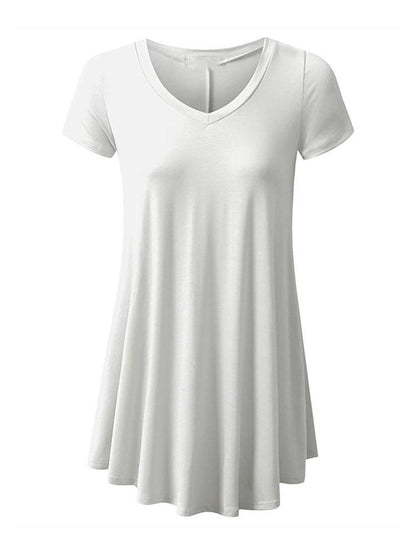 V-neck Solid Color Dress