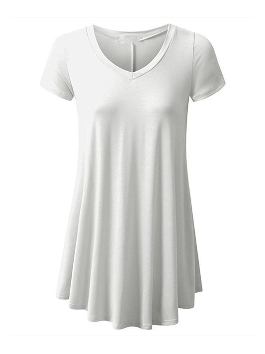 V-neck Solid Color Dress