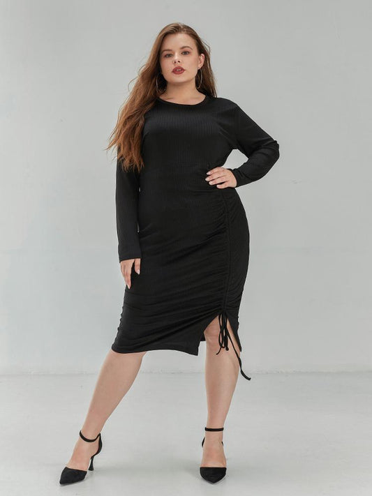 Drawstring Slit Bodycon Dress