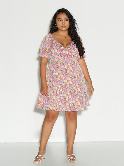 Ditsy Floral Puff Sleeve Dress