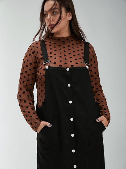 Button Through Suspender Dress