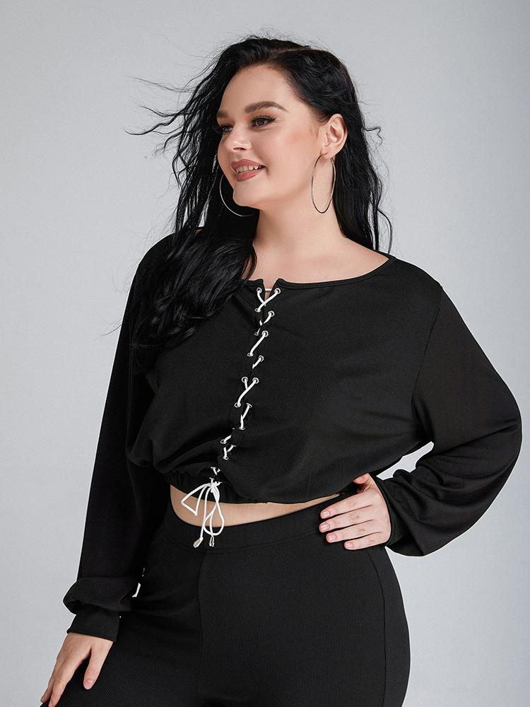 Cross Tie Long Sleeve Crop Top