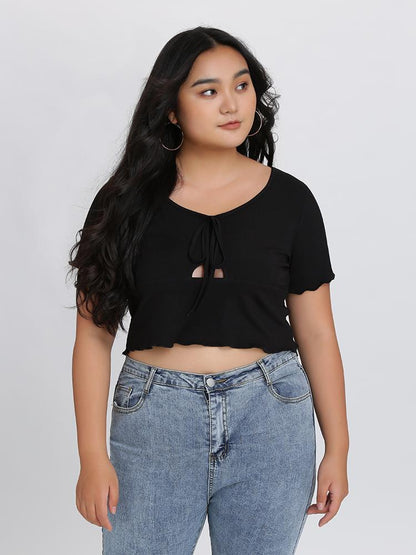 Cut Out Knot Front T-Shirt