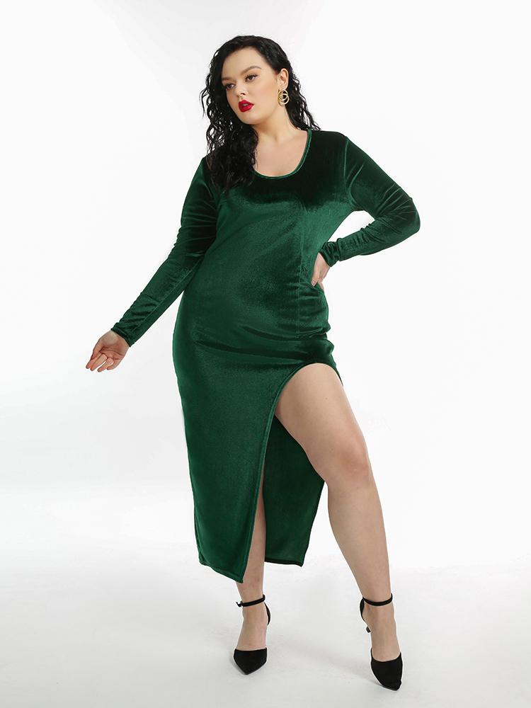 Sexy High Slit Long Sleeve Dress