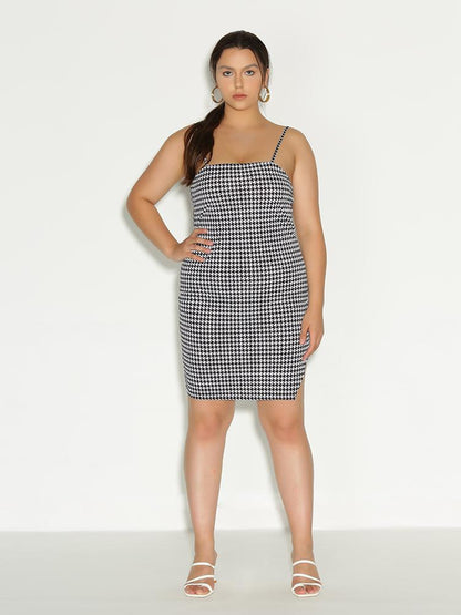 Houndstooth Split Hem Dress