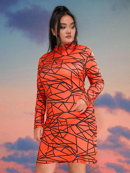 Halloween Line Geometric Print Dress