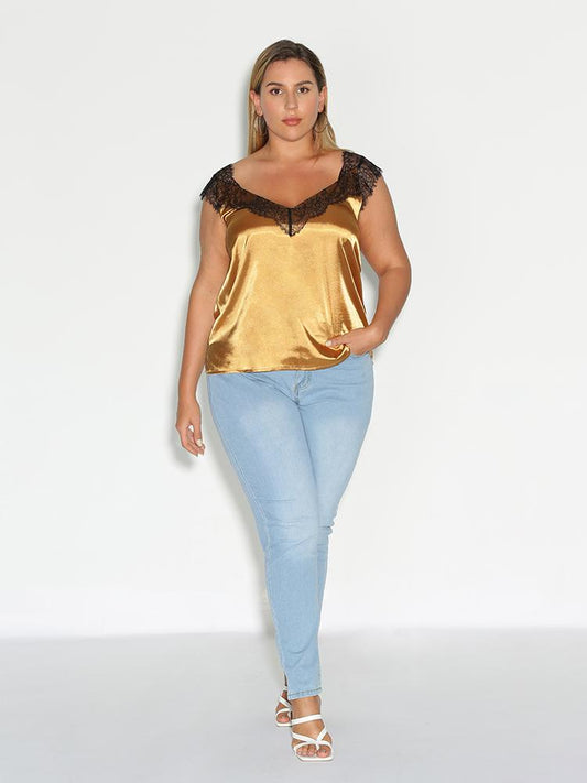 Lace Neck Satin Cami