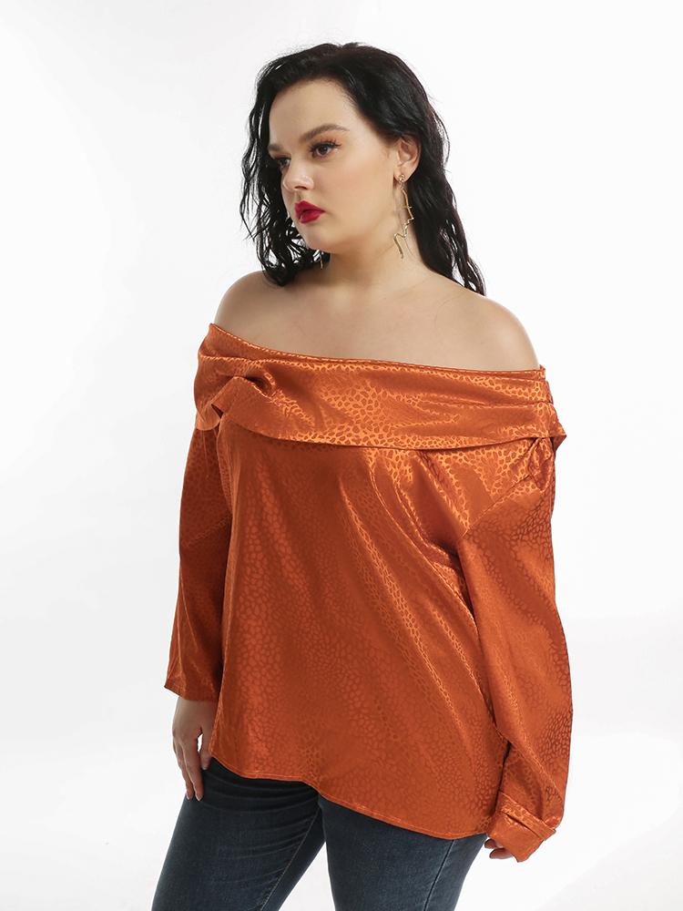 Printed Sexy One Shoulder Long-sleeved Top