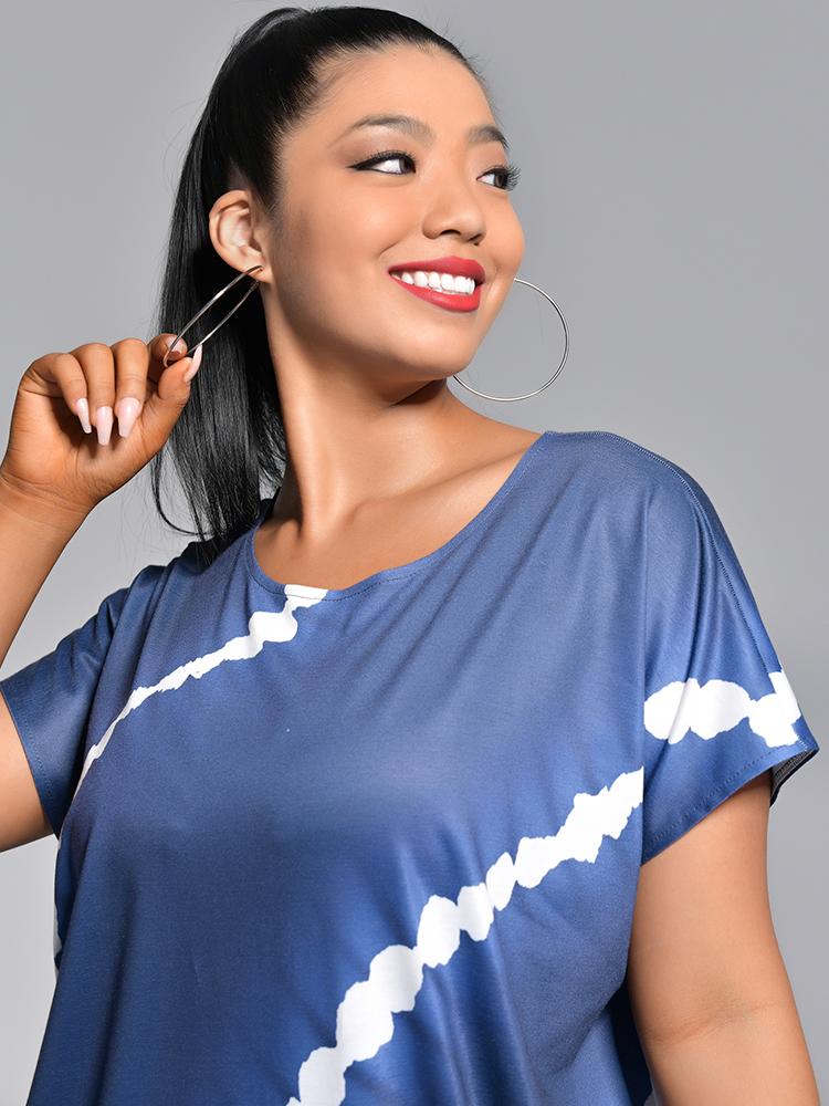 Tie Dye Round-neck Dress