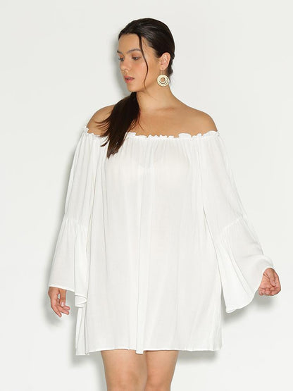 Dolman Sleeve Frill Trim Dress