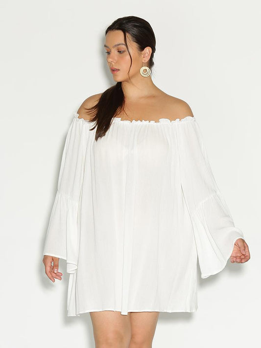 Dolman Sleeve Frill Trim Dress